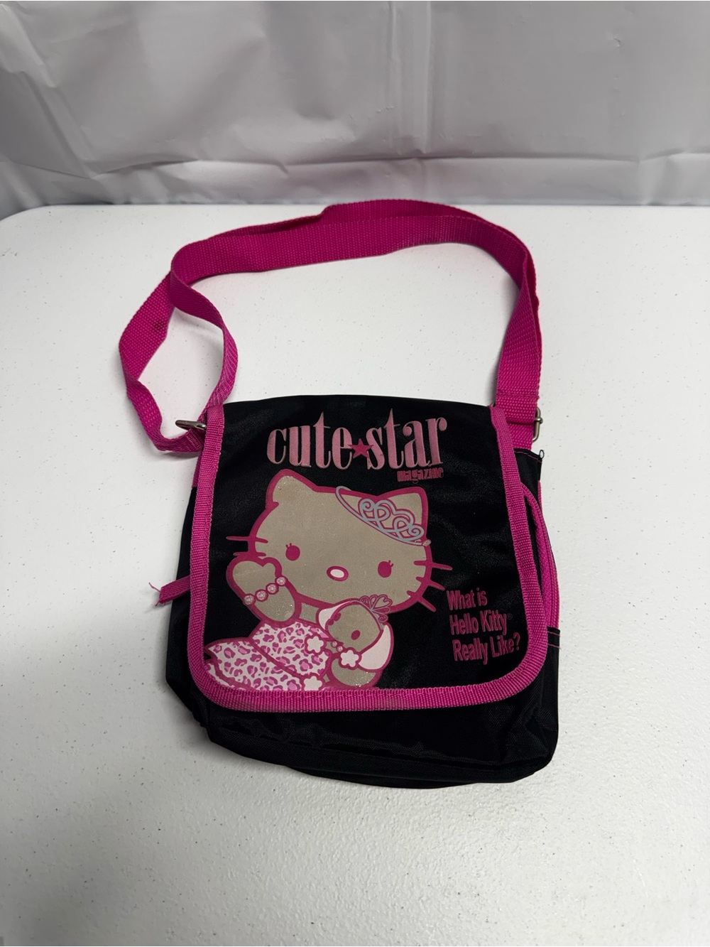 Hello Kitty Pink & Black Kids Crossbody Mini Bag